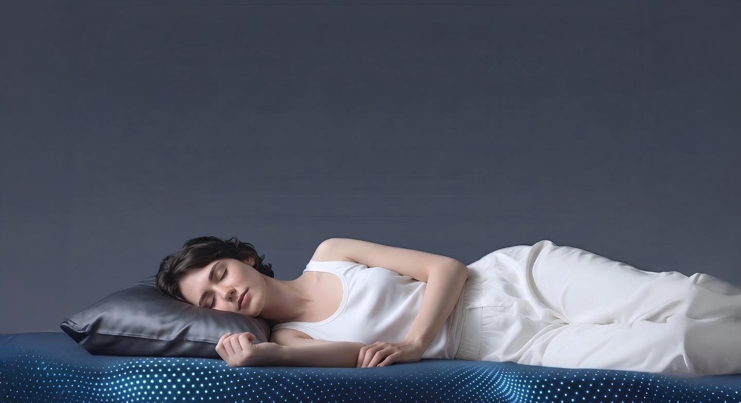 A person resting comfortably on a mattress